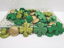 24pc St Patrick's Day Green Glitter 2.5" Shamrocks Crafts Scatter Bowl Filler