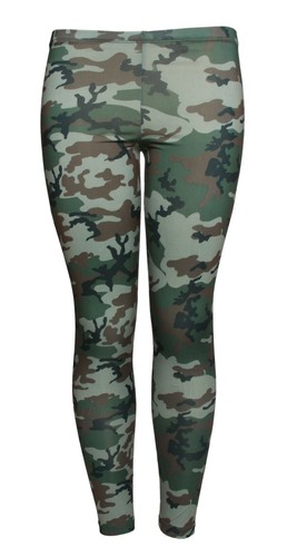 FREEZE WOMEN'S PULL ON STRETCH LEGGINGS GREEN BROWN BLACK CAMOUFLAGE SIZE M/L - Picture 2 of 5