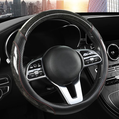 Leather Wood Grain Car Steering Wheel Anti-slip Cover Protector Trim Accessories - Picture 4 of 15