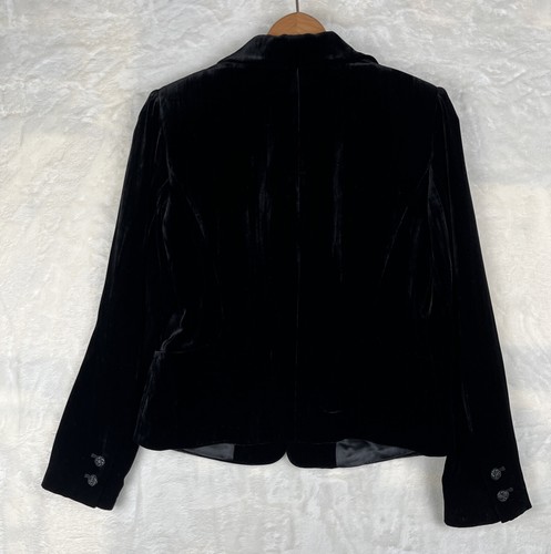 Semantiks Anthropologie Whimsy Goth Crushed Black Velvet Lined Jacket Blazer 8P - Bild 14 von 19