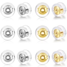 Earring Backs 18K Gold Locking Secure Earring Backs for Studs,Silicone Earrin...
