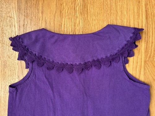 AS IS Vintage YOUTH Girls 10 Purple Peplum Lace Collar Tank Shirt Baby Boxers - Picture 8 of 15