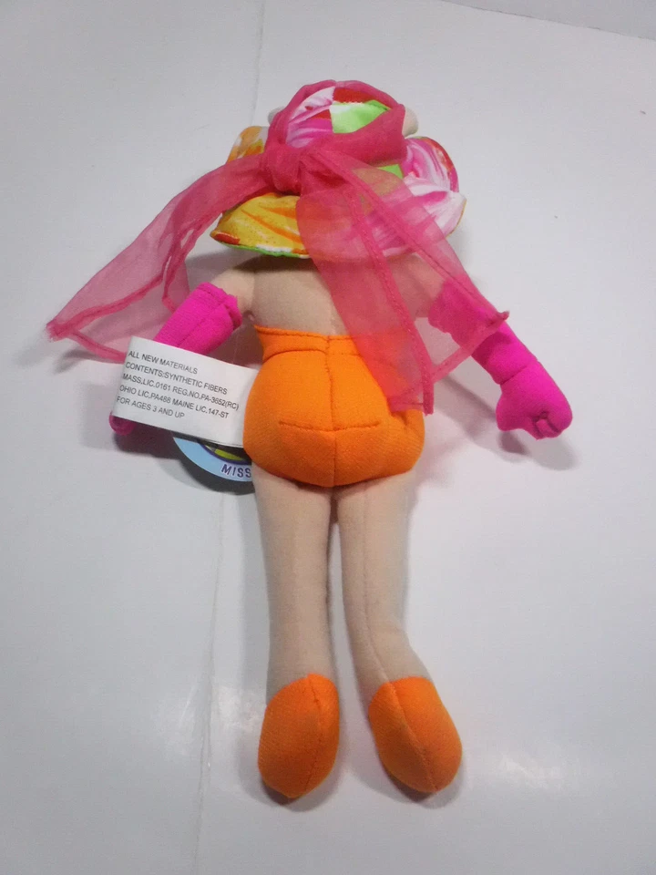 Miss Piggy Nanco Muppet 毛绒花卉帽子粉色围巾珍珠玩具 8 - 9 英寸芝麻 — 第 4/4 张图片