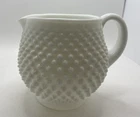 VTG Fenton Hobnail White Milk Glass Squat Jug Juice Pitcher 5.5” T 1950's