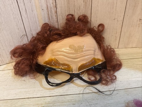 Vintage 80s Ben Cooper? Half Clown Mask W Glasses Halloween Mask/Fastener - Picture 2 of 12