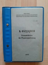 NVA Vorschrift K 052/3/010 Ersatzteils&auml;tze f&uuml;r Pionierausr&uuml;stung  1982