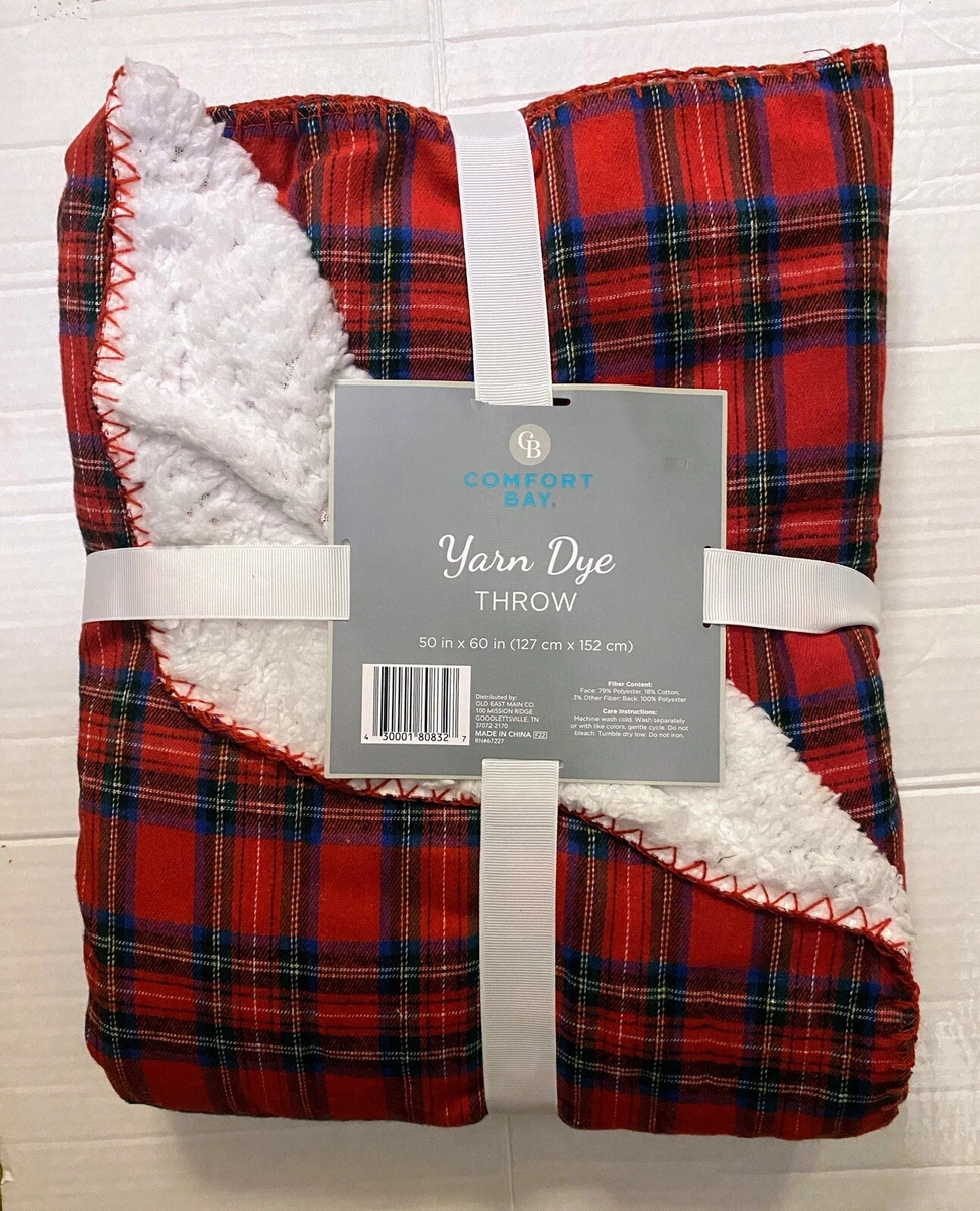 Comfort Bay Plush Yarn Dye Throw 50 x 60 Polyester Blend Multicolor Plaid New