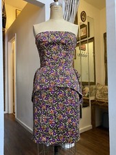 Betsey Johnson Pink Label Strapless Peplum Dress (Size 4) Made In USA