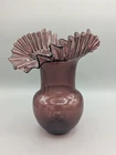 Blenko #390 Amethyst 8” Ruffled Glass Vase in Excellent Condition