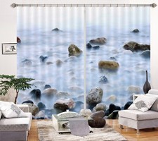 3D Ocean Beach Stones ZHUA1349 Photo Curtain Window Blockout Fabric Amy 2023