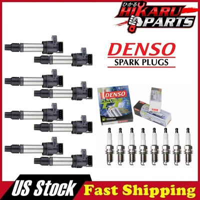 8x Denso Spark Plug & 8x Ignition Coil for 4.4/4.6L Lucerne Cadillac DTS SRX STS