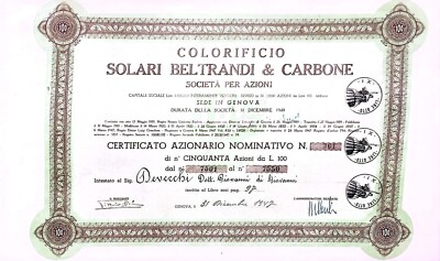 GENOA 1947 * BELTRANDI SOLAR COLOR FACTORY & COAL * ORIGINAL VINTAGE ACTION