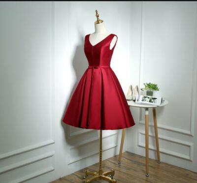 Womens Gorgeous V Neck Bowtie Graduation Party Pleated Dress Cocktail Prom  B612 | eBay