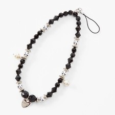 Claire's Black  Silver Beaded Love Phone Strap G131424-1 LOC. F 