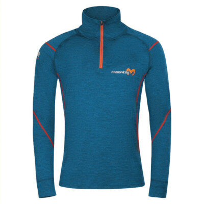 PROGRESS Langarmshirt mit Zip Merinopullover Outdoorunterwäsche 100% Merino NEU