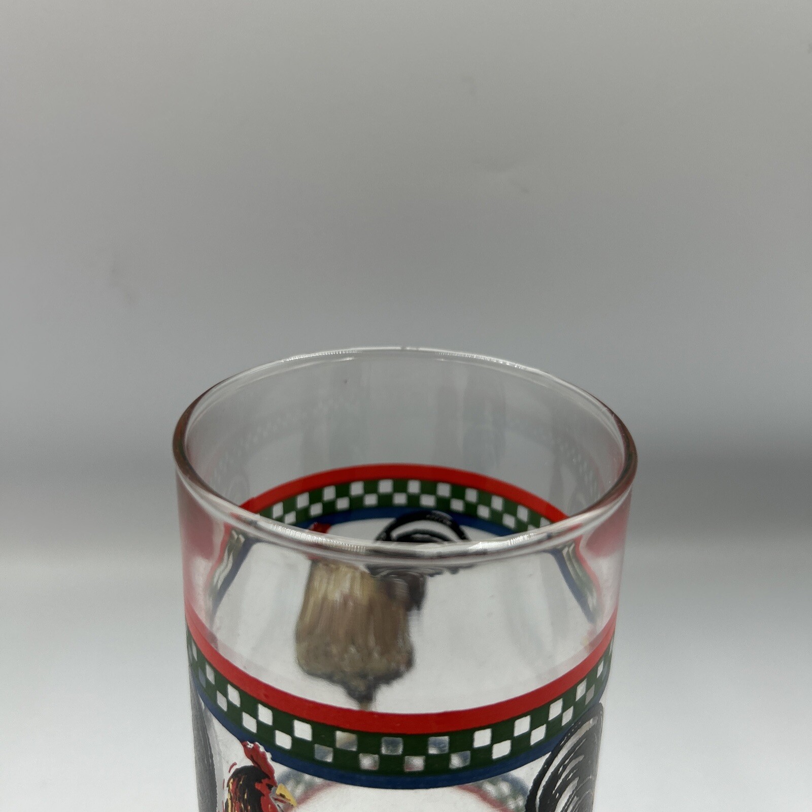 International Tableworks Clear Glass Tumbler Ella's Rooster Pattern