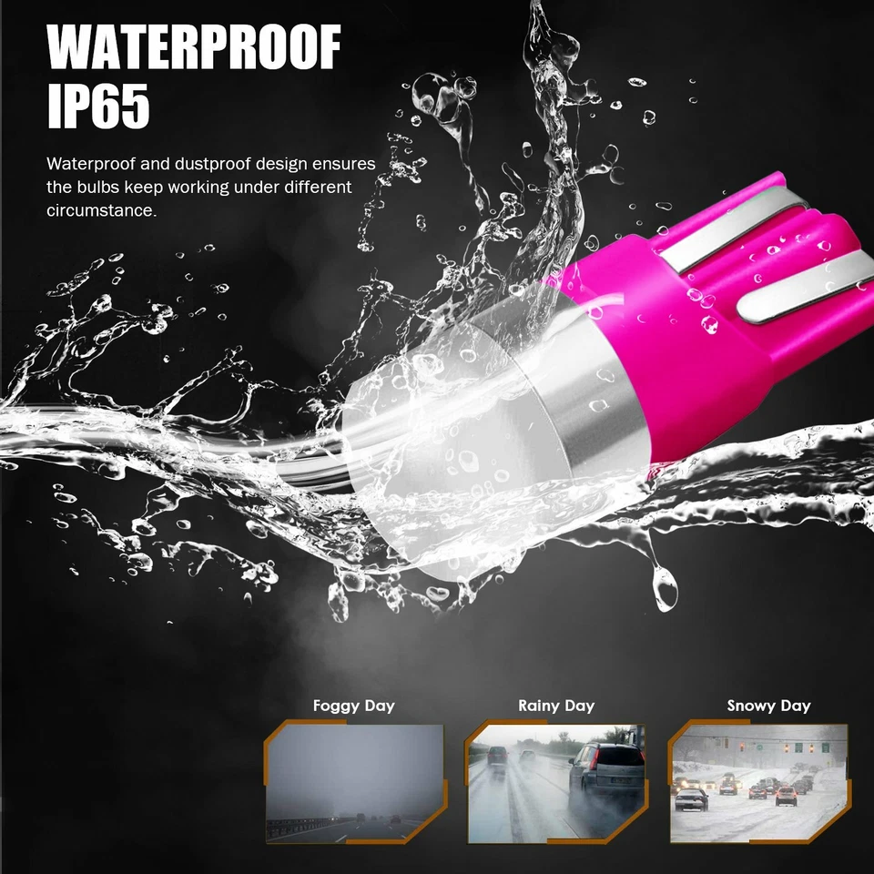 JDM ASTAR 4x T10 168 194 Car Interior Side Marker Map LED Light Bulbs Pink Color - Image 4 of 4