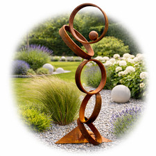 Gro&szlig;e Garten Skulptur Metall Rostoptik Edelrost Moderne Gartenfigur Outdoor Kuns
