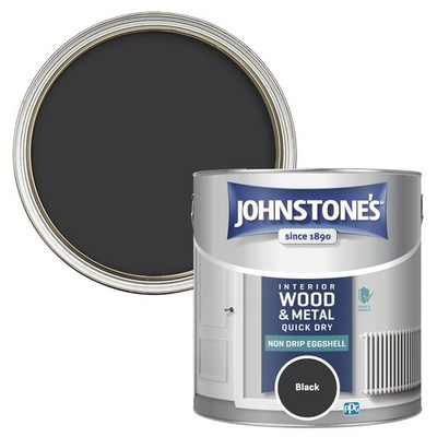 Johnstone's Quick Dry None Drip Eierschalenfarbe Schwarz 2,5L Holz Metall Innen