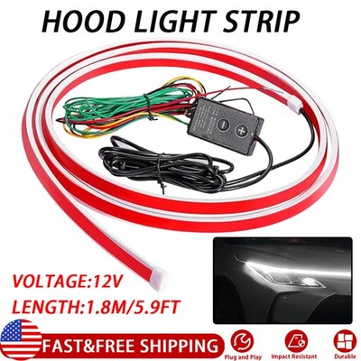 Dynamic Scan Start Up Hoodbeam Car Hood LED Meteor Strip Light White/Amber EXXI