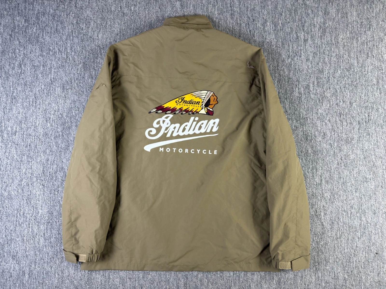 Indian Motorcycle Riders Group Jacket Outdoor Waterproof Size XL Beige Vintage - product detail image 9