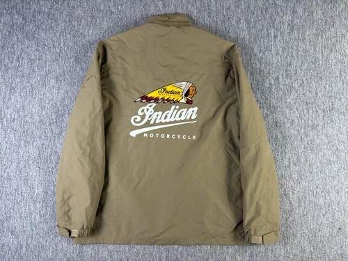 Indian Motorcycle Riders Group Jacket Outdoor Waterproof Size XL Beige Vintage image 9