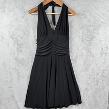 White House Black Market Halter Dress Womens M Cocktail Stretch Y2K USA Made