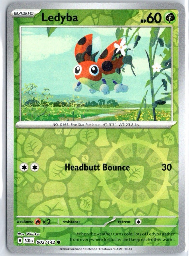 Pokemon Ledyba Reverse Holo Common SV07: Stellar Crown 002/142 NM