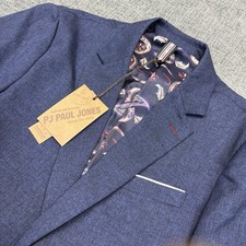 PJ Paul Jones Mens Blue Sport Coat Blazer Jacket Paisley Lined 2 Button Size M