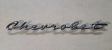 Vintage Oem Chevrolet Script Emblem Badge Chrome Metal