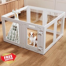 Clear Acrylic Dog Playpen 8 Panel 23.6" Puppy Fence for Small Dogs