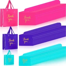 Teling 200 Pcs Thanks Bags with Handle Bulk Thank You Pink, Purple, Blue 