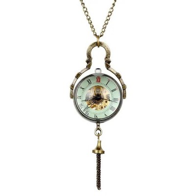 Concave And Convex Mirror Fisheye Glass Ball Windup Mechanical Pocket Watch