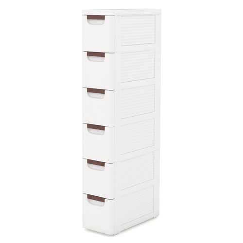 6-Drawer Narrow Rolling Storage Cabinet w/ Pull Handles Built-in Wheels - Picture 9 of 9