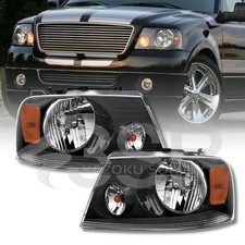 For 04-08 Ford F150 06-08 Lincoln Mark Lt Headlights Black Housing Halogen Pair