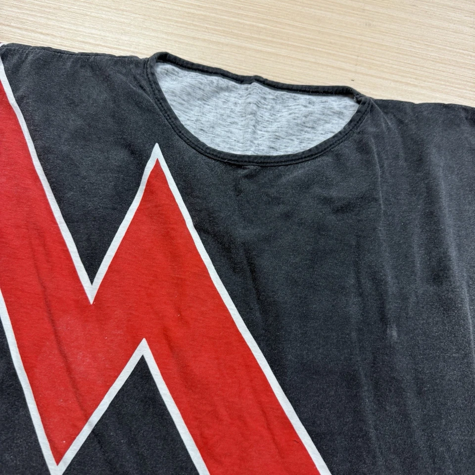 70s 80s Vintage Lightning Bolt Faded Black David Bowie T Shirt Large Concert - Image 2 of 4