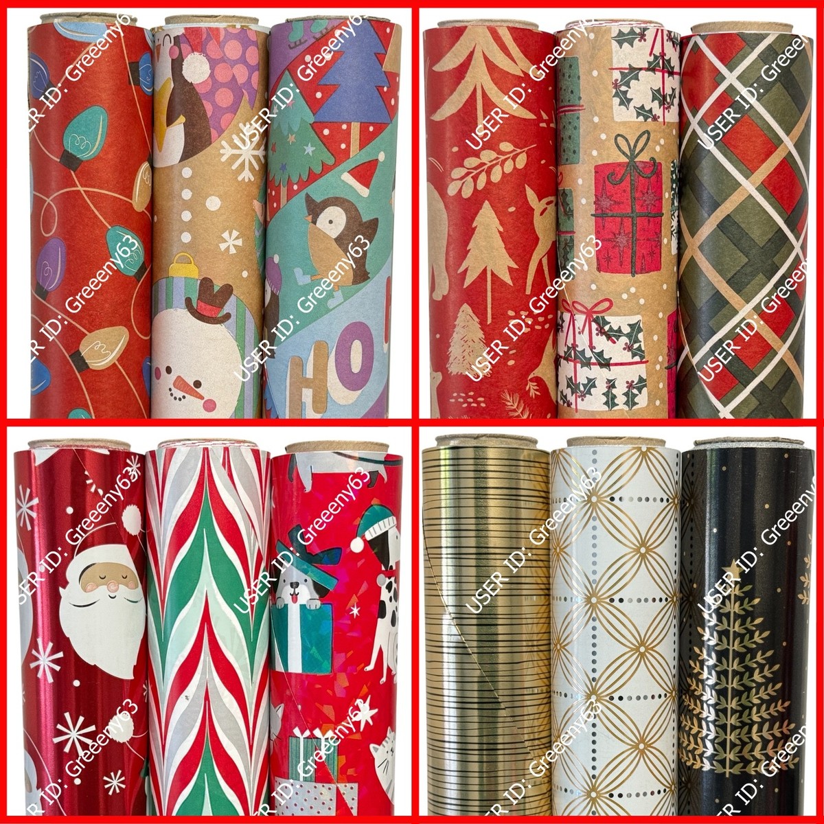 Kirkland クリスマスラッピングリボン5セット ✓ Kirkland Trio Roll Packs Reversible Double Sided Christmas Gift