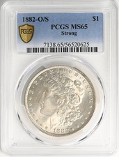 1882-O/S MORGAN S$1 PCGS MS 65