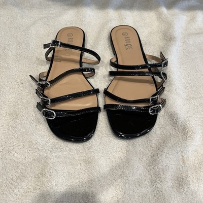 Rouge Helium Sandals Womens Size 8 1/2 Black Diamond accent Straps Twinkle (LS)