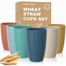 Wheat Straw Cups Set of 6, Unbreakable Reusable Cups, 20 OZ Multicolor