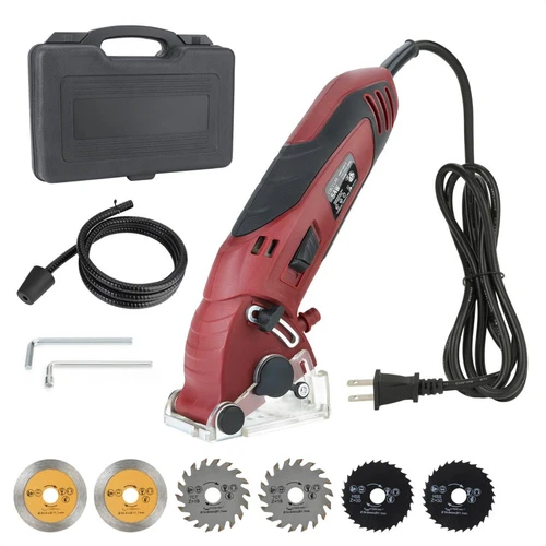 Corded Mini Circular Saw, 400W 110V 3400RMP Multifunction Handheld with 6 Bla...