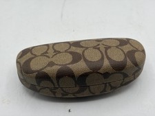 Coach Signature C Monogram Tan Brown Clamshell Eye Glasses Hard Case