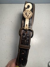 VTG Hereford Brand Fullgrain Cowhide Tooled Leather Belt Size 32 W/ Tag Acorn