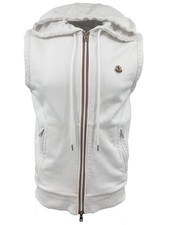Moncler Felpa con cappuccio e zip senza maniche - Bianco