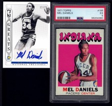 Lot 2 Mel Daniels 2014-15 National Treasures autograph & 1971-72 Topps PSA 5 RC
