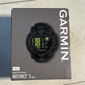 GARMIN INSTINCT 3 Amoled Smartwatch 45mm Black - Brand New  Free Returns ✅🚚