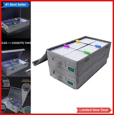 Cassette Tape Storage Box Pack of 2 16.34 Inch Gray Holder with Lids Index
