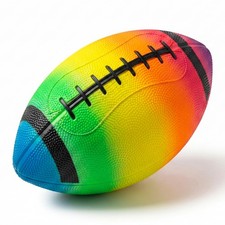 LovesTown Inflatable Footballs, 8.5 Inches Rainbow Rubber Medium, Multi