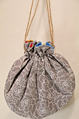 Handmade Fabric Lined Drawstring Carry Bag Purse Pocket Pouch Travel Organizer