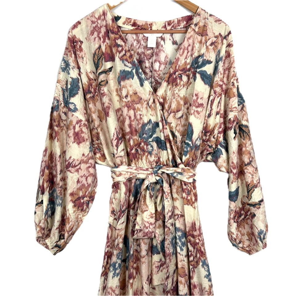 Vestido maxi feminino H&M romântico floral aquarela em camadas tamanho G convidado de casamento - Imagem 3 de 4